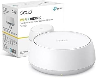 Deco BE25 BE3600Mbps Whole Home Mesh WiFi 7 System, 688 Mbps at 2.4 GHz + 2882 Mbps at 5 GHz, 2 × 2.5 Gigabit Ports, AI Mesh WiFi Booster, MLO, Alexa and Google Assistant Supported, HomeShield