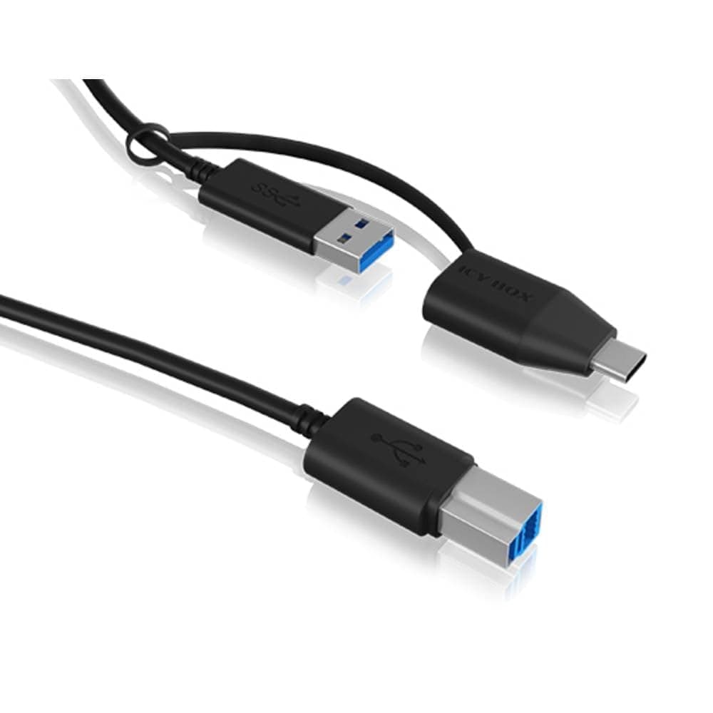 ICY BOXRaidSonic Cable USB-B to USB-A & USB-C 1m black