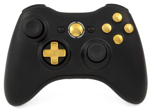 Drop shot, Auto-aim, Jitter Xbox 360 Modded Controller COD Ghost, MW3, Black Ops 2, MW2, Rapid fire mod (Black/Gold Transforming Dpad)