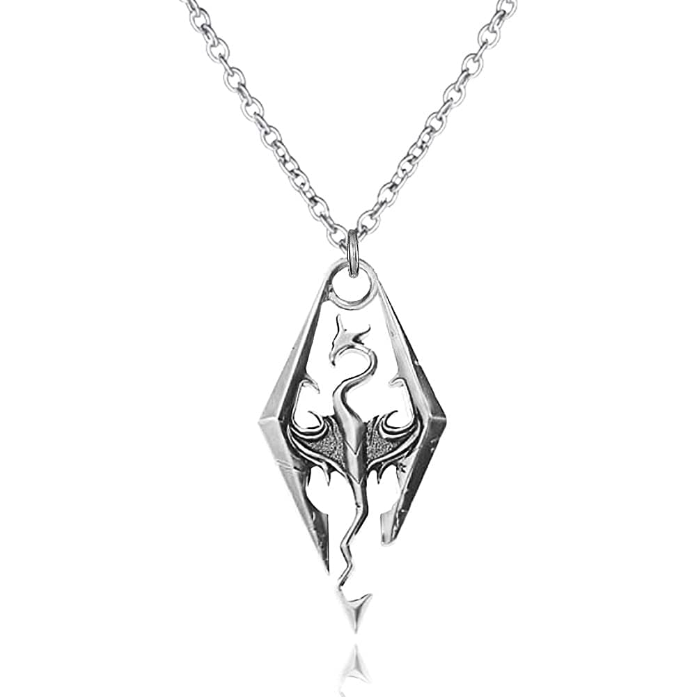 The Elder Scrolls Skyrim Silver Dragon Pendant