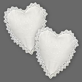 MODERN HEIRLOOM Embroidered and LACE 2-PC Pillow Decorative Pillow Set, 12 inches, Dear Hearts White 12" 2 Count