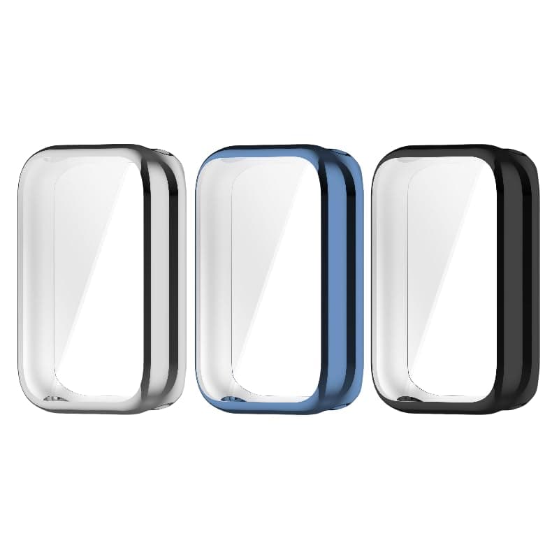 [3 Packs] Screen Protector Case Compatible for Xiaomi Mi Band 9 Pro Smart Bracelet, Soft TPU Slim Full Coverage Protective Xiaomi Mi Band 9 Pro Cases Cover for men and women (Black+Silver+Clear)