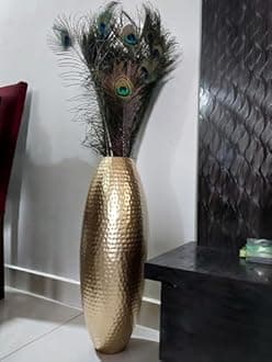 Large Big Tall Size Trumpet Shape Flower Vase (24 Inch) | Gold Metal Floor Flower Vase For Home Decor Living Room Corner Large Long Big Size
