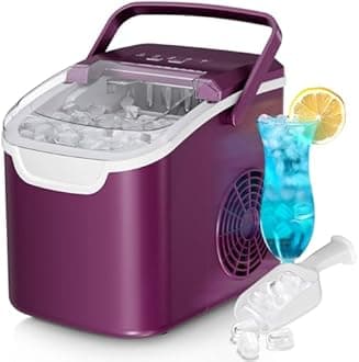 Countertop Ice Maker, 26 lbs/Day ice Production, 2 Sizes, 8 ice Cubes in 6 Minutes - Portable Mini, Energy Efficient, with Basket/Scoop for Home/Party/Travel/Camping/Bar