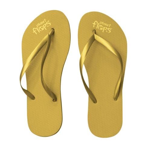 Planet Flops Metallic Gold Thin Strap Flip-Flops: Incredibly Comfortable, Eco-Chic, Brazilian, Natural Rubber Flip-Flops. 5/6