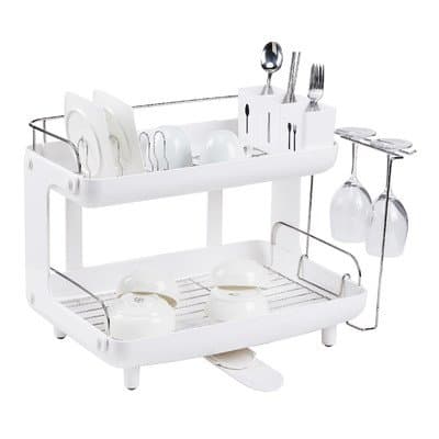 7 Piece Curved Two Story Dish Rack Set