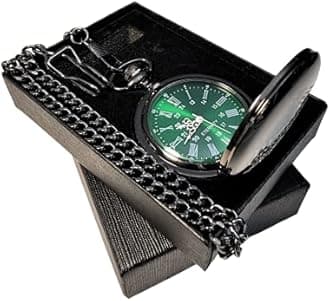 Engraved Rose Gold pocket watch, Green dial with Roman numerals, comes with the chain, fitted box and engraving. Vintage style pocket watch personalized