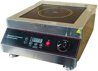 Andrew James Professional Flat 3500W Commercial Induction Grade Stainless Steel Body, Digital Control Panel, Dual Cooling Fan | Commercial For Industrial Use
