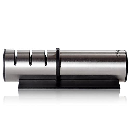 Knife sharpener - Professional Kitchen Knife Sharpener - 3 Stage Knife Sharpening Tools - Chef Knife Sharpening - Ergonomically Designed … (black)