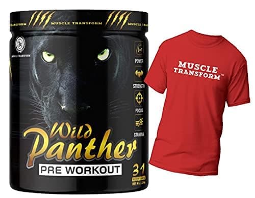 Wild Panther Hardcore Pre-Workout Supplement with Creatine Monohydrate, Arginine AAKG, Beta-Alanine, Powerful, Explosive & Intense Muscle Pump | Lean Muscles Building | Strength | Mental Focus | Energy | Next Generation Preworkout Formulation Caffeinated - For Men & Women [31 Servings - Watermelon] Free Gym T-Shirt
