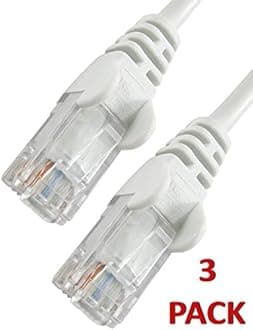 3m WHITE Network Cable - CAT5e - RJ45 - Ethernet - Patch - LAN - Router - Modem - 10/100 3 PACK