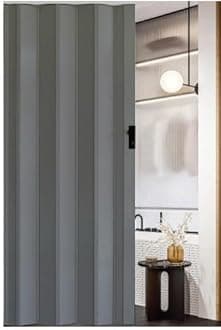 PVC Folding Door (Sliding Door) (Plaid grey, W90CM x L200CM)