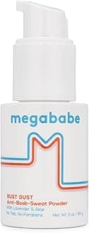 - Megababe Sweat Absorbing Body Powder - Bust Dust, with Applicator Pump, Spring Break Must-Have, Talc-Free, All Natural, 3 oz