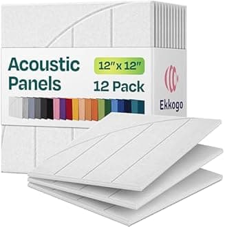 Acoustic Panels 12-Pack Soundproof Wall Panels 12"x12"x0.4" Decorative Sound Dampening for Your Home, Office, Studio, Bedroom & More with Unique ModuArc Carving [White]