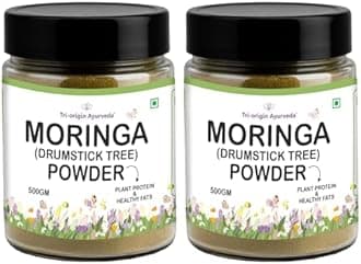 100% Pure Moringa Powder 1kg Good for Hair, Skin & Overall Wellness, Rich in Antioxidant Drumstick Leaf Powder (Pack of 2)