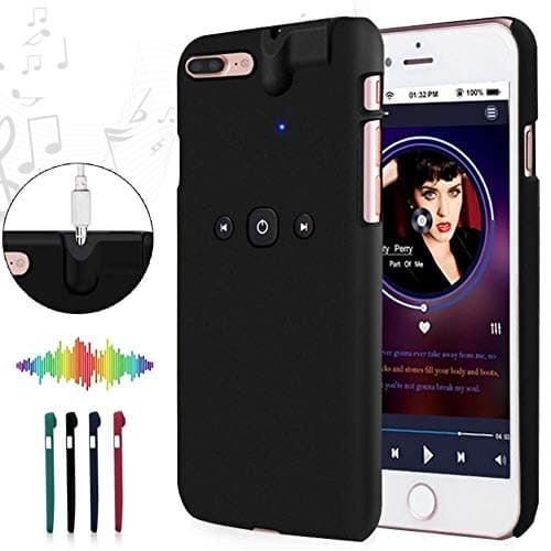 Smart_fact iPhone 7 Plus Case Built-in 3.5mm Headphone Jack Adapter, Bluetooth Protective Case Cover with Earphone Aux Audio Converter [Slim Fit], for Apple iPhone 7 Plus (Matte Black)