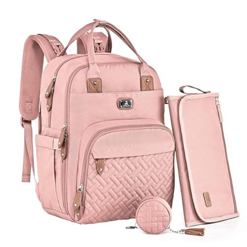 Diaper Bag Backpack with Portable Changing Pad, Pacifier Case and Stroller Straps
