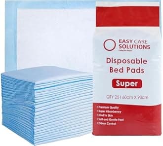 25 x Easy Care Solutions 60 x 90 cm Super | Premium Disposable Incontinence Bed Pads | High Absorbency Underpads, Bed Mats, Mattress Protectors, Incontinence Pads | Pack of 25