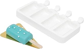 Pastry Tek 4 Cavities Popsicle Molds, 10 Cylinder Cakesicle Molds - Flexible, Freezable, White Silicone Cake Popsicle Molds, Easy Release, For Baking - Restaurantware
