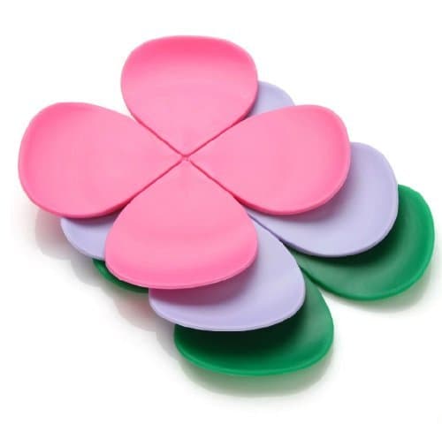 6-Pack Modern Home Decor Silicone flower Shape Coaster Cup Insulation Mat for Home dinning wedding party banquet designer favor (Assorted Color 6pk)