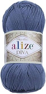 Alize Diva Silk Effect 100% Microfiber Acrylic Yarn 1 Ball skeins 100gr 383yds Color (353 - Indigo)