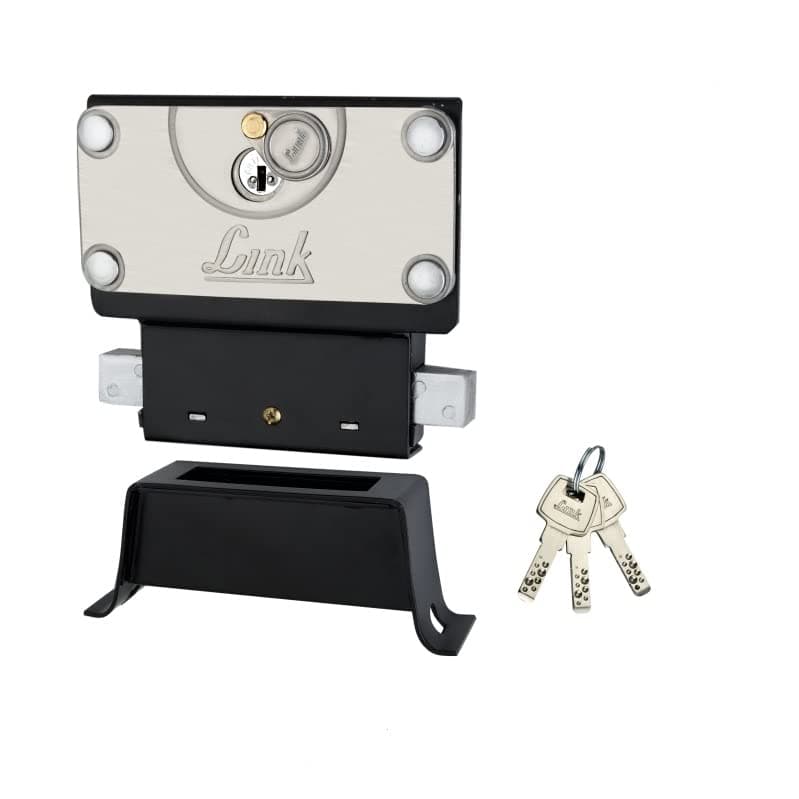 Link Centre Shutter Lock | Heavy-Duty Lock with 3 Hi-Tech Nickel Silver Keys | Rust-Resistant Steel Body | High Security for Rolling Shutters & Grills | Pack of 1