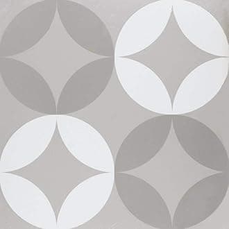 Retro Self Adhesive 12-Inch Vinyl Floor Tiles, 20 Tiles - 12" x 12", Mod Diamind Pattern - Peel & Stick, DIY Flooring for Kitchen, Dining Room, Bedrooms & Bathrooms by Achim Home Decor, Grey/White