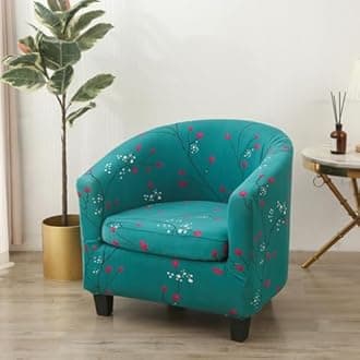 Printed Club Chair Slipcover, 2 Piece Stretch Tub Chair Cover Barrel Chair Covers Washable Armchair Chair Slipcovers Aiti-Slip Furniture Protector (B)