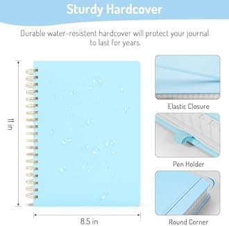 Forvencer A4 Lined Spiral Journal Notebook with 300 Numbered Pages, 11" X 8.5" Thick Journals for Writing with 100GSM Paper, Hardcover Notebooks with Contents for Work, School, Sky Blue