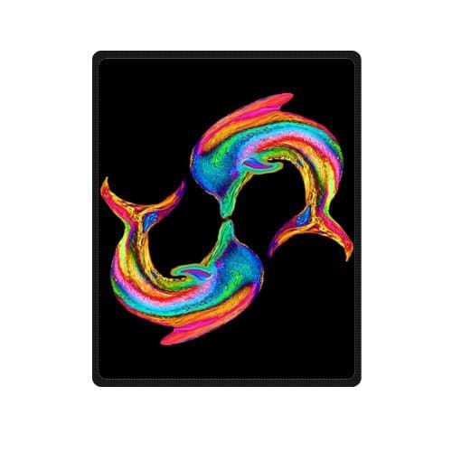 Fleece Prints Throw Blanket for Sofa Couch Lounge Bed Bedding Dolphin Fleece Throw Blanket 40" x 50" (small)