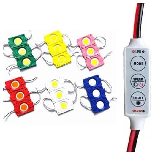 StrawHat 12 Volt 3 * 6 Different Color Each Led Module Coin Light (Red,White,Blue,Green,Pink and Yellow) for Various Projects,Diwali Decoration, Room Decoration with Flasher 3 Keys Switch (12 Volt)