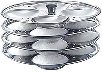 New 4 Plates Stainless Steel Idli Stand for Idli Maker Makes 16 Medium Size Idlis at Once (Silver)