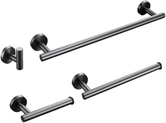 Stainless Steel Bathroom Accessories Hardware Set Towel Rack Toilet Roll Paper Holder Bar Hanger Hook Brushed Gunmetal Grey,Gunmetal Hook,China (4 Piece Set China)