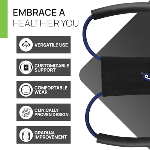 PRIMEKINETIX PostureMedic Dynamic Posture Brace for Neck and Back Support -For Enhanced Shoulder Alignment, Posture Improvement & Stretching- M(Blue)