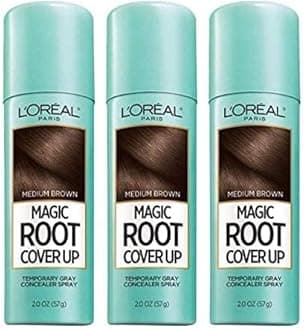 Magic Root Cover Up Gray Concealer Spray Medium Brown 6 oz (3 pack)