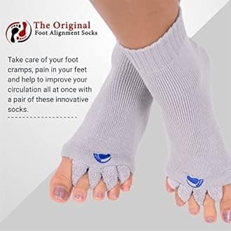 My Happy Feet Cotton Foot Alignment Socks With Toe Separators Bunion By My Happy Feet|For Men Or Women|Charcoal (Medium)