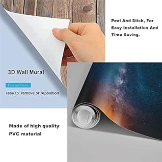 KOMNNI Custom 3D Ceiling Wall Mural, Blue Sky and White Cloud Pink Cherry Blossom Ceiling Mural Modern Creative Peel and Stick Wallpaper, Living Room Children's Room Bedroom Wallpaper