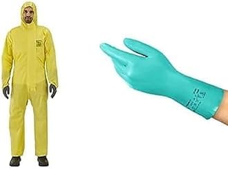 AlphaTec 2300 Model 132, Disposable Work Overall with Hood, Chemical Protection Type 3/4/5, Waterproof Coverall Suit, Industrial Safety Workwear, Men Women, Yellow