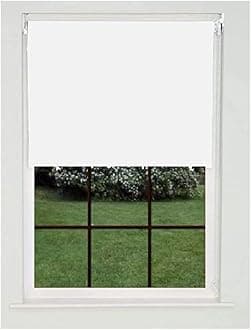 Home In Style 4U Roller Blinds Thermal Blackout Fabric Roller Blind White 120cm wide x 210cm drop - Trimmable UV Protection Child Safe Home Office Window Blinds Easy Fits