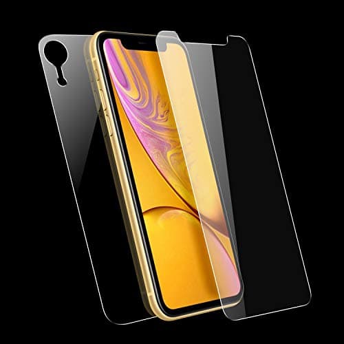 QRemix Front and Back Screen Protector for iPhone XR [2 Pack], Rear Tempered Glass [bubble free] Temper Glass Film Anti-Fingerprint/Scratch Compatible with iPhoneXR (Front Back,2 Pack,6.1inch)