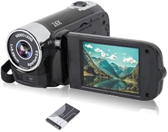 – Video Camera for Vlogging, 1080P Full HD Camcorder, 16MP 16X Digital Zoom, 2.7in TFT Rotatable Screen, with Fill Light and USB Port, Catch Wonderful Moments (Black)