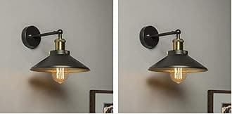 Homesake Edison Cone Shade Wall Lamp, Antique Gold Vintage Industrial Loft, E27 Holder, Decorative, Swing Wall Light (Pack of 2)