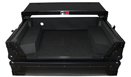 ProX Flight Case for Numark NS6II Digital Controller With Sliding Laptop Shelf - Black on Black Design - XS-NS6IILTBL