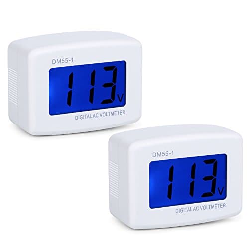 Eversame 2-Pack Flat Plug AC 80-300V Volt Household Voltage Tester Gauge Multimeter, AC 110V LCD Digital Voltmeter Volt Panel Meter Voltage Tester, Measuring The Voltage Office Factory Wall Socket