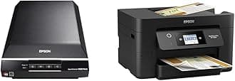 EpsonPerfection V600 Color Photo, Image, Film, Negative & Document Scanner & Workforce® Pro WF-3820 Wireless Color Inkjet All-in-One Printer, Black Large