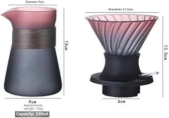Pour Over Coffee Maker Set High Borosilicate Glass Dripper Coffee Sharing Pot Home Brewing Filter Compatible Drip Coffee Accessory with Comfortable Walnut Handle (100 V02 filter paper)