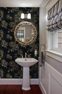 Rylan 45 * 600 Peel and Stick Wallpaper Gold and White Contact Paper Floral Wallpaper Self Adhesive Removable Wallpaper for Bedroom Covering Vinyl Rolls(Black & Gold)