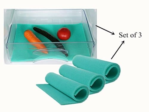 Elfin 3 Packs Silicone Fruit Life Extender Fridge Mat,Making Your Produce Live Longer Absorb Bad Smell (Green) 13x9.8inches