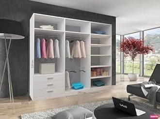 German Sliding Wardrobe Spacious Bedroom Sliding Wardrobe - Sleek and Functional Design comes in White/Grey/Black/Oak and Width 120cm/150cm/180cm/203cm/250cm (Black, 250cm)