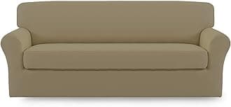 Easy-Going 2 Pieces Microfiber Stretch Sofa Slipcover – Spandex Soft Fitted Sofa Couch Cover, Washable Furniture Protector with Elastic Bottom Kids,Pet (Oversized Sofa, Dark Linen)